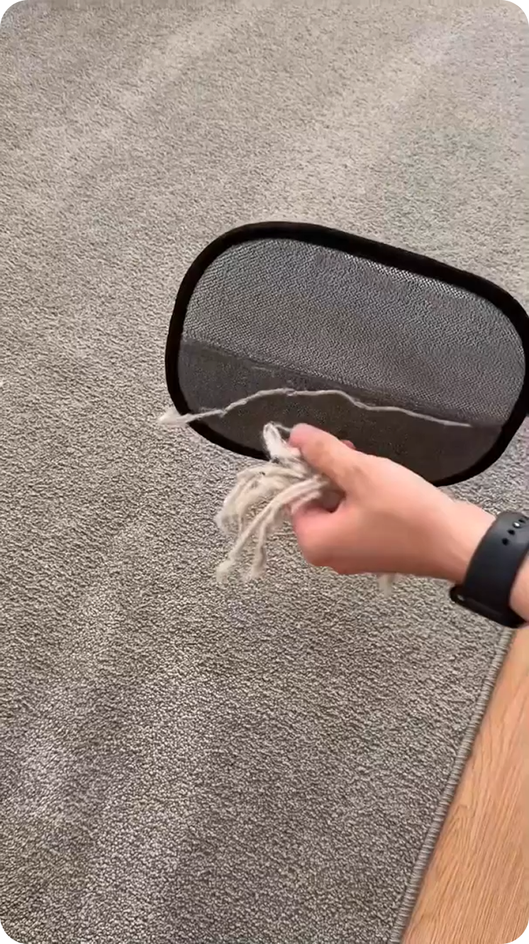 Peeling collected fur off the glove